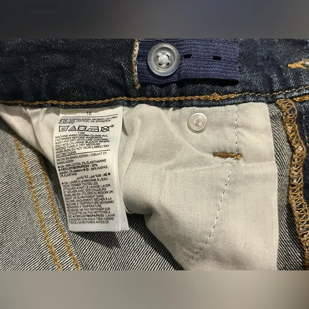 Old Navy Kids Dark Blue Bootcut Built-In Flex Adjustable Waist Blue Jeans Sz 16